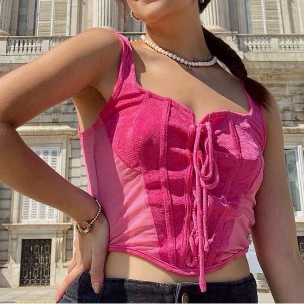 Cider Hot Pink Corset Cami, NWTs, size M
